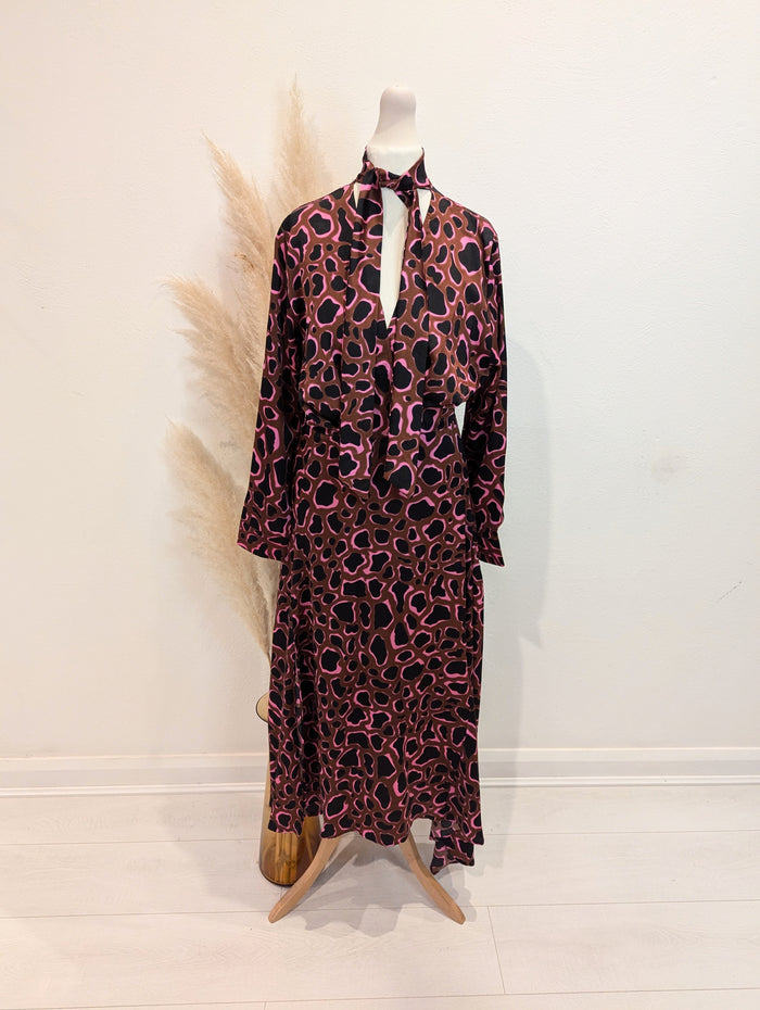Ellie White pink animal print dress S