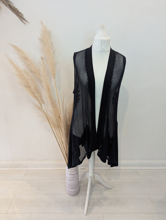 Elsewhere Open Knit Waistcoat L