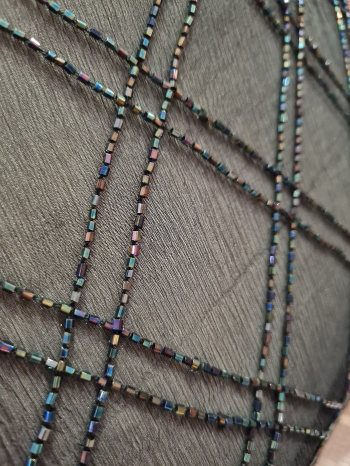 Elspeth Gibson Black Beaded Evening Dress 10/12