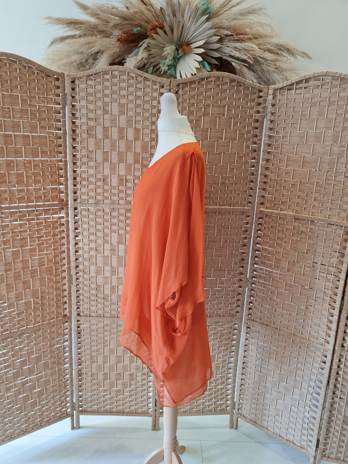 Ermanno Clothing Rust Sheer Top Size M/L
