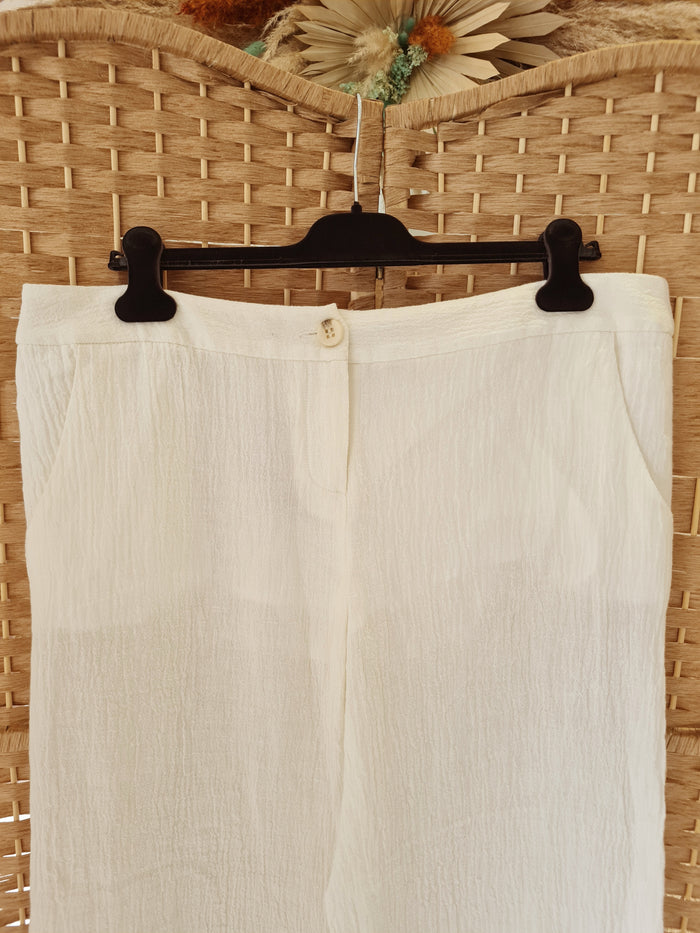 Ermanno Clothing White crinkle trousers XL