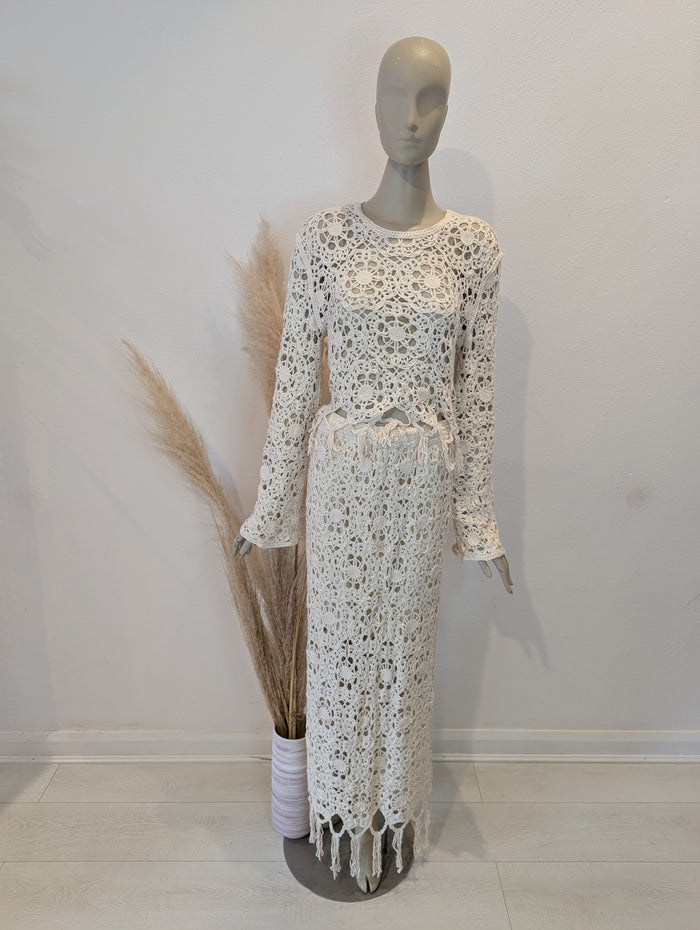 Esther. H White Crochet Skirt 2 Piece RRP £89.99