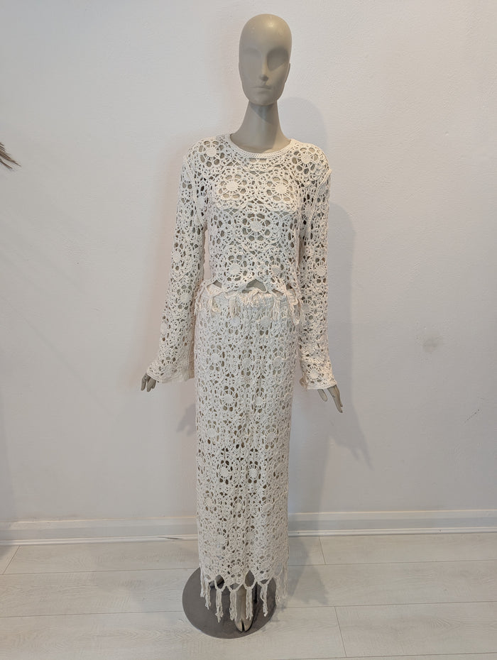 Esther. H White Crochet Skirt 2 Piece RRP £89.99