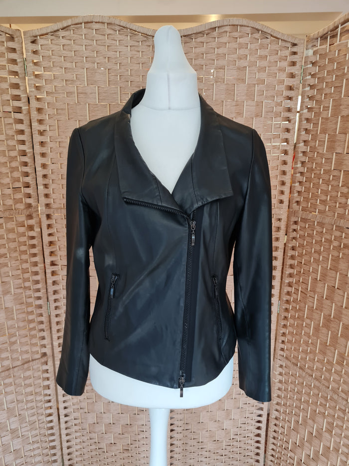 Evelin Brandt Black Leather Jacket Size 40