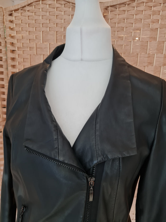 Evelin Brandt Black Leather Jacket Size 40