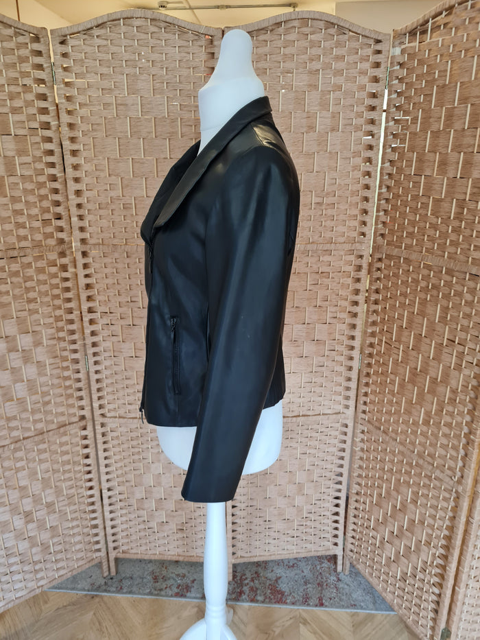 Evelin Brandt Black Leather Jacket Size 40