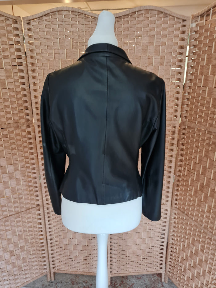Evelin Brandt Black Leather Jacket Size 40