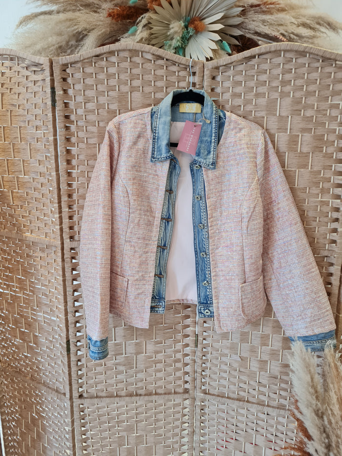 F&2 Pink & Denim Jacket Size M/L