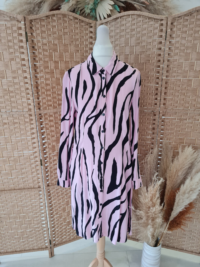 Fabienne Chapot Pink Black Shirt Dress M