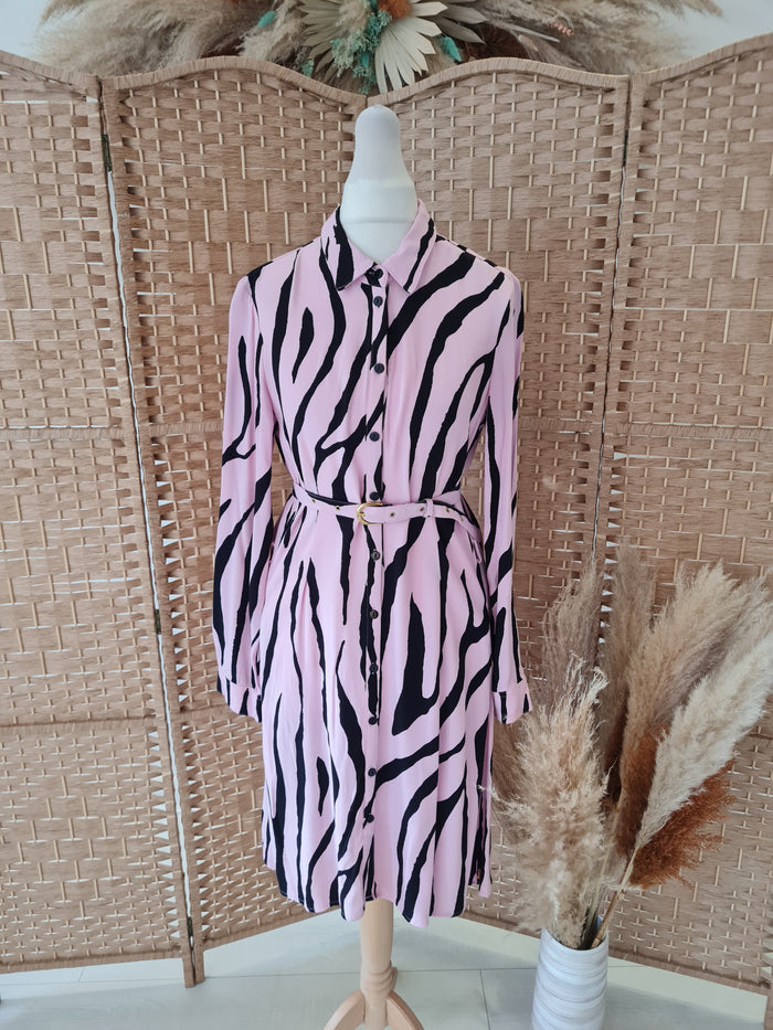 Fabienne Chapot Pink Black Shirt Dress M