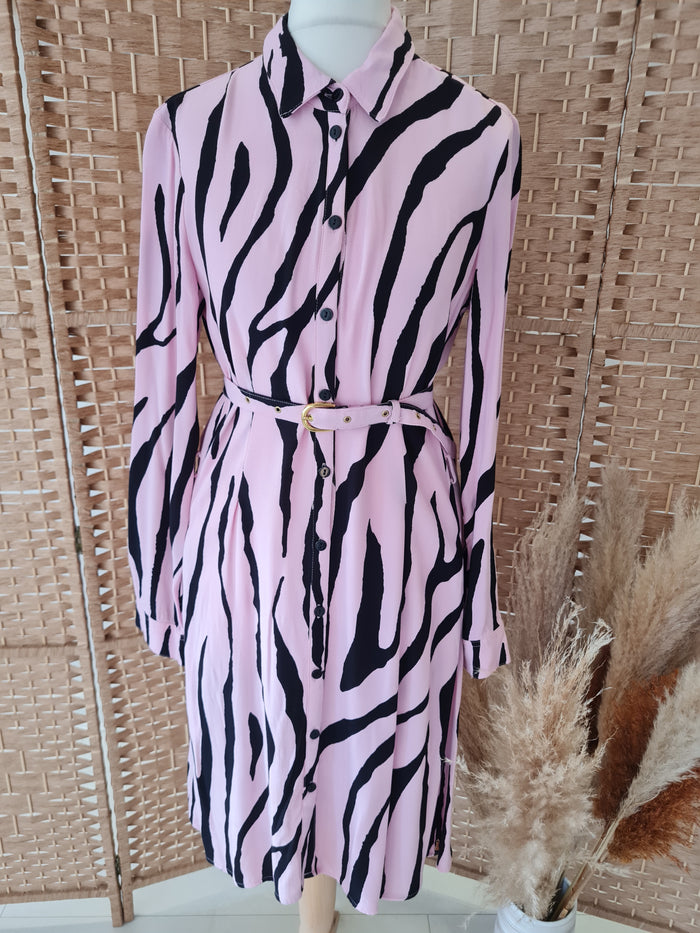Fabienne Chapot Pink Black Shirt Dress M