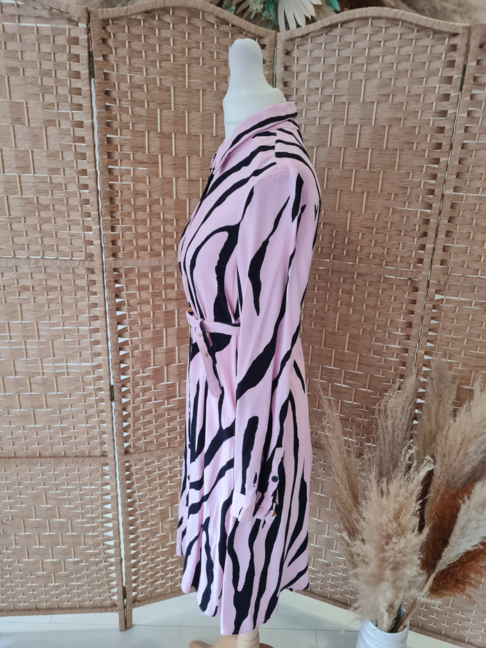 Fabienne Chapot Pink Black Shirt Dress M