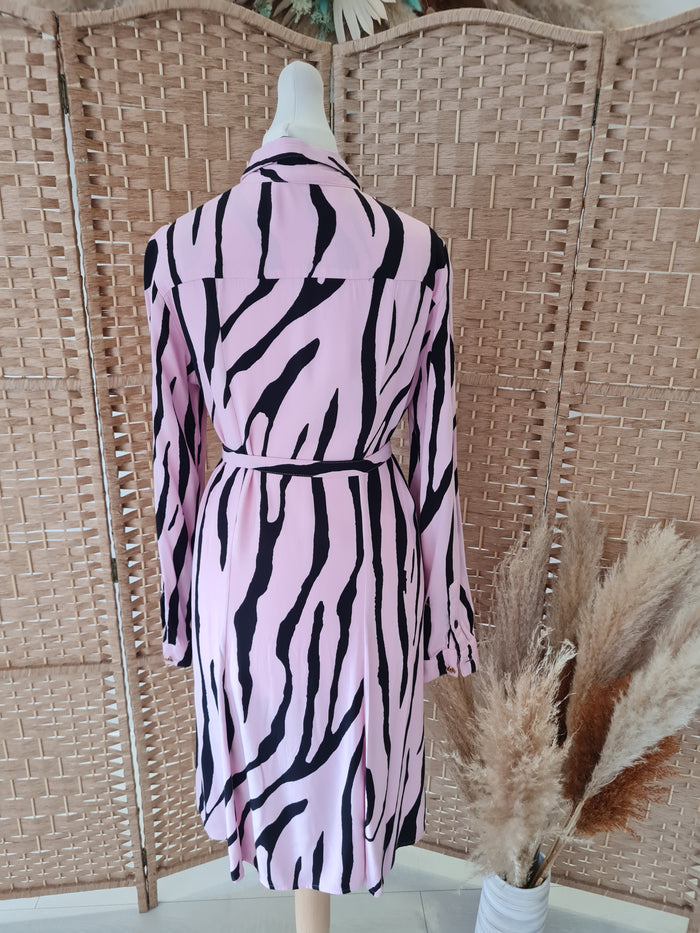 Fabienne Chapot Pink Black Shirt Dress M