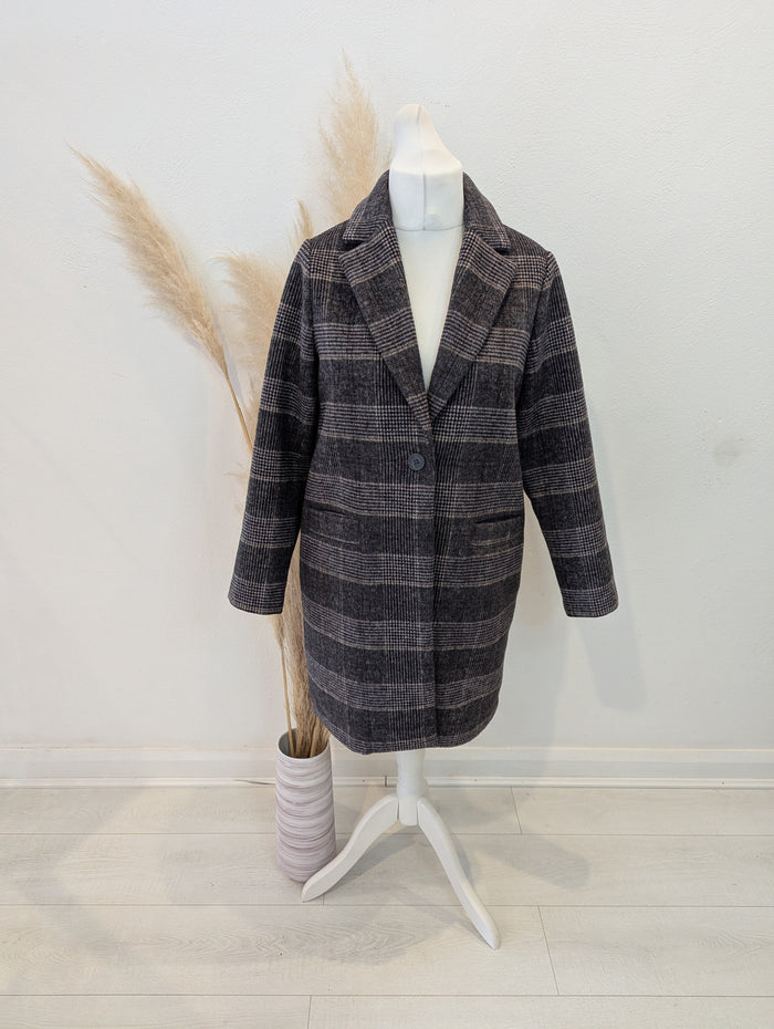 Farhi by Nicole Farhi Check Wool Coat Size Medium