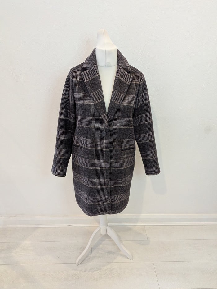 Farhi by Nicole Farhi Check Wool Coat Size Medium