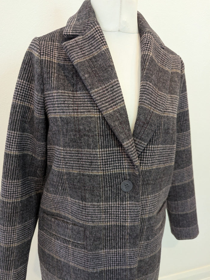 Farhi by Nicole Farhi Check Wool Coat Size Medium