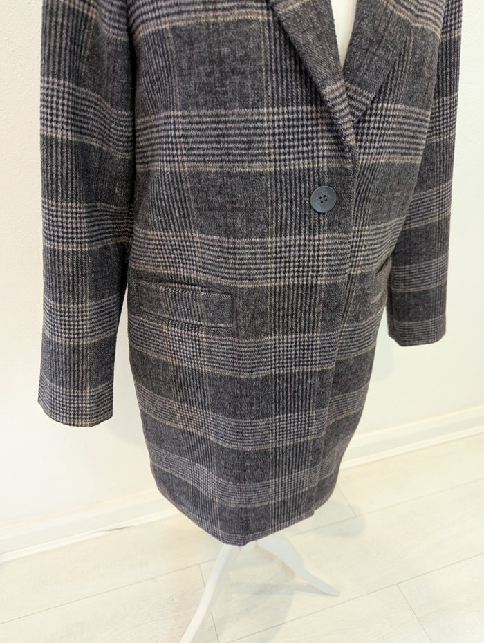Farhi by Nicole Farhi Check Wool Coat Size Medium