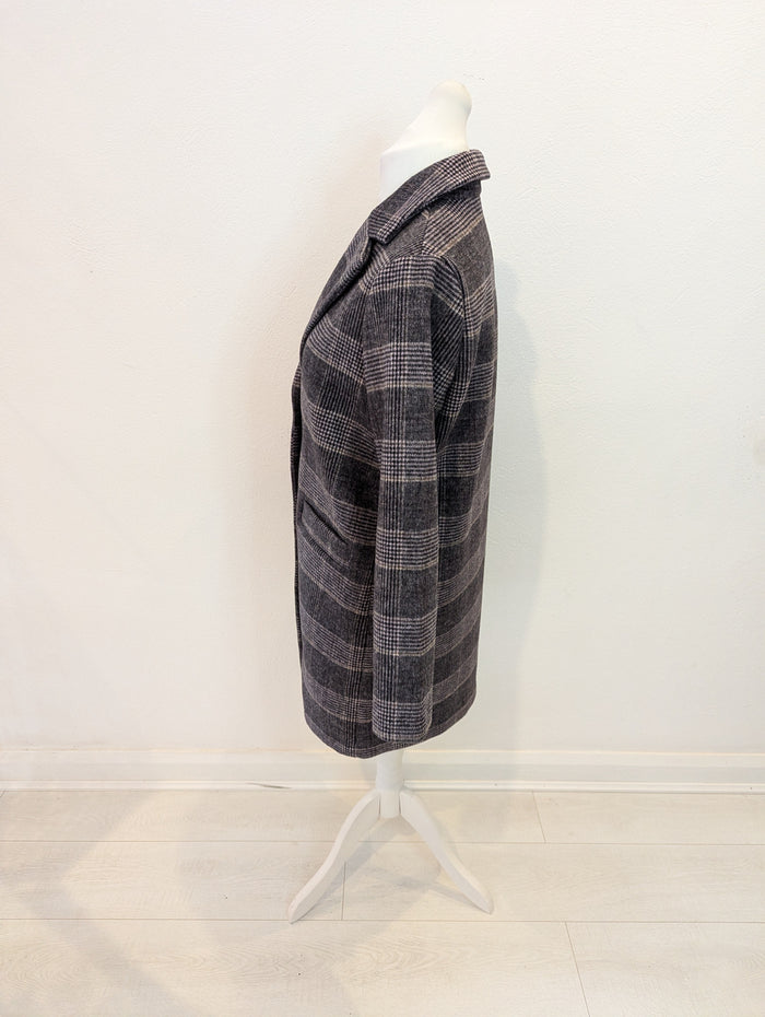 Farhi by Nicole Farhi Check Wool Coat Size Medium