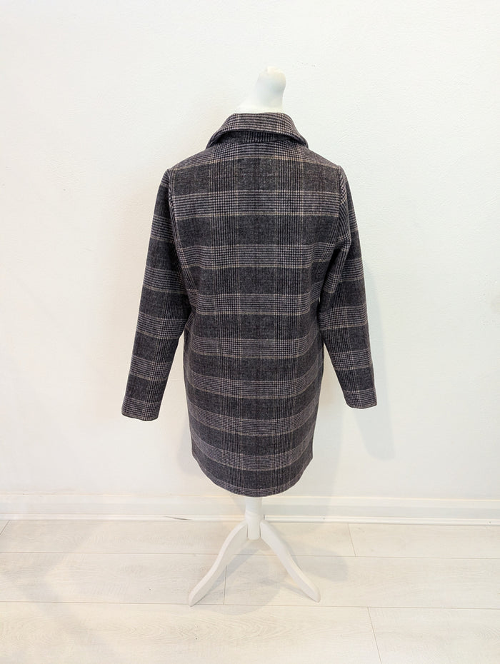 Farhi by Nicole Farhi Check Wool Coat Size Medium