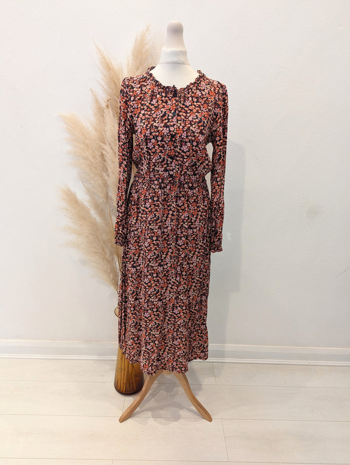 Fat Face coral print midi dress 8