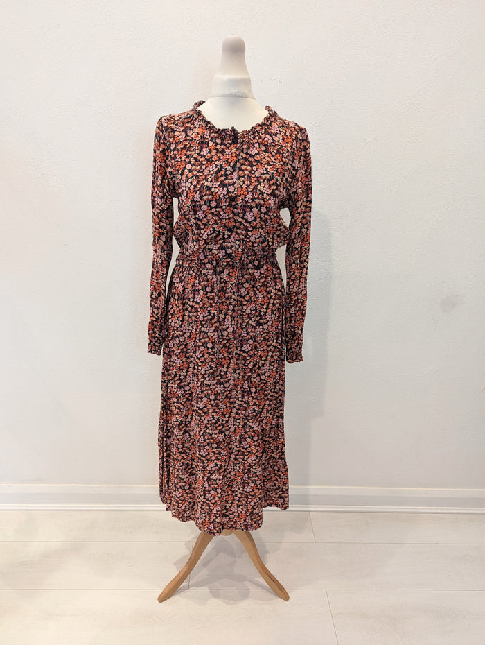 Fat Face coral print midi dress 8