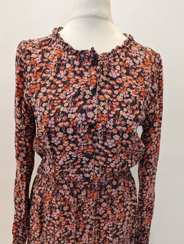 Fat Face coral print midi dress 8