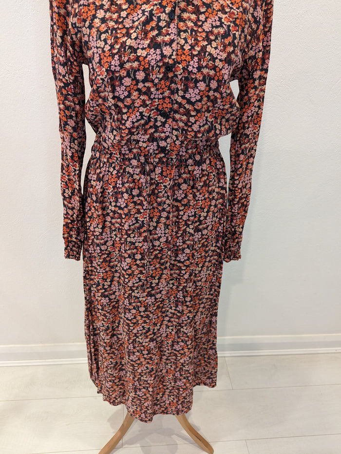 Fat Face coral print midi dress 8