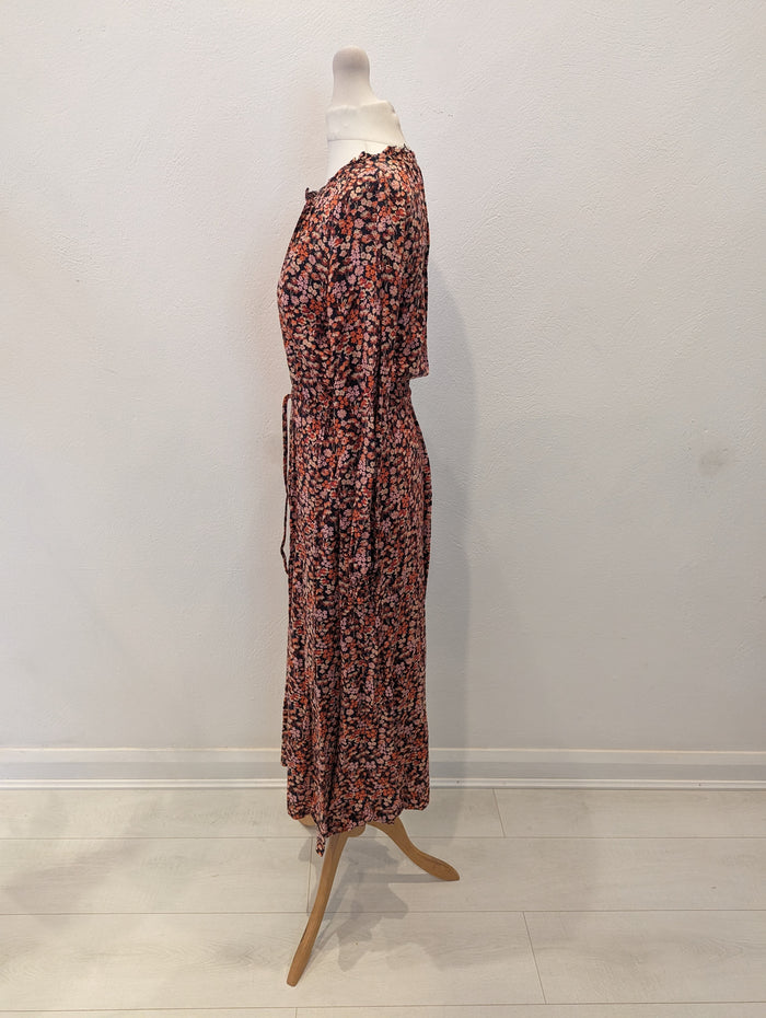 Fat Face coral print midi dress 8