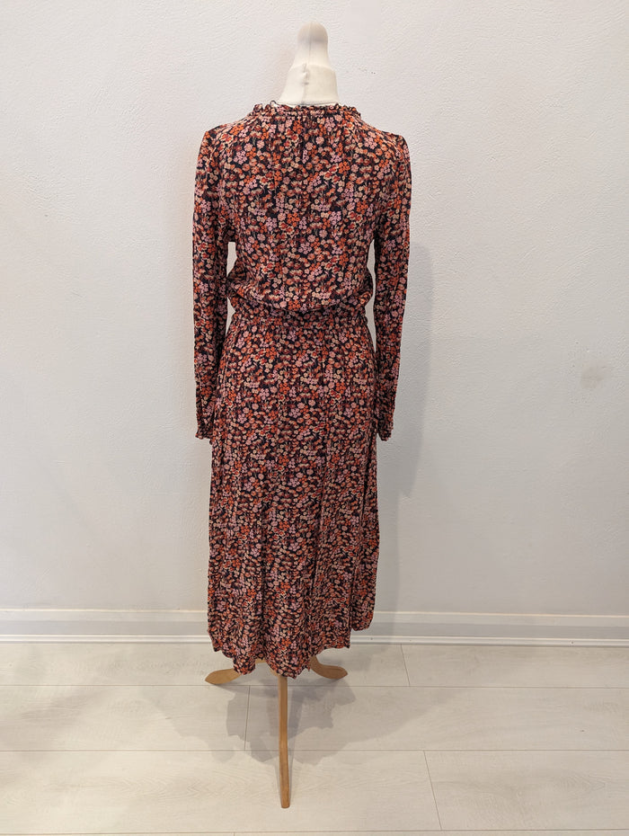 Fat Face coral print midi dress 8