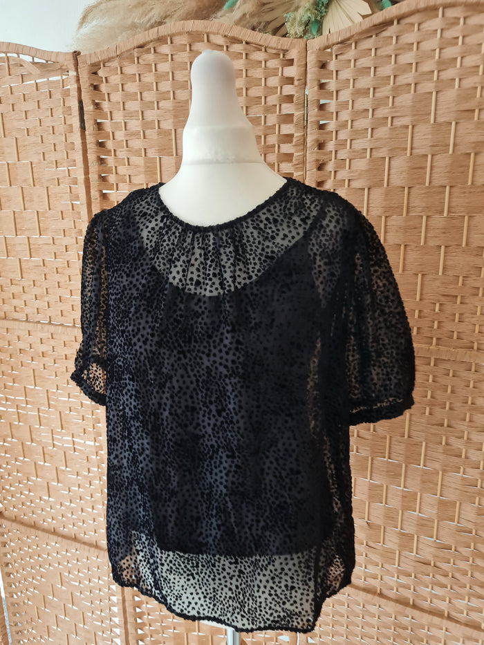 FatFace Black Velvet Spot Top 10