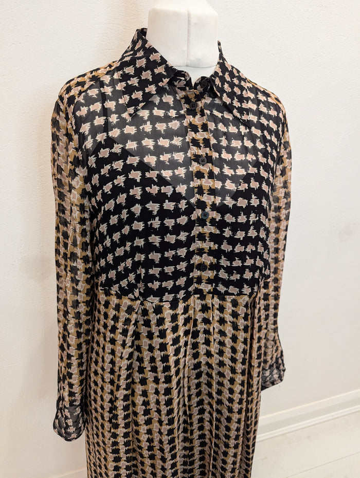 Finery Black Brown Houndstooth Dress 16