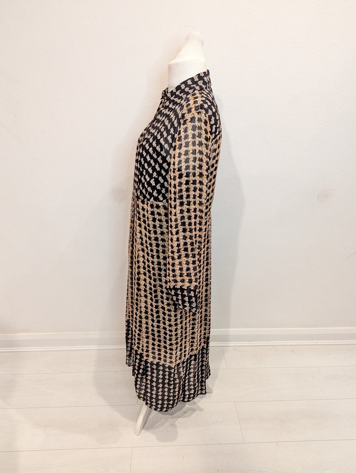 Finery Black Brown Houndstooth Dress 16