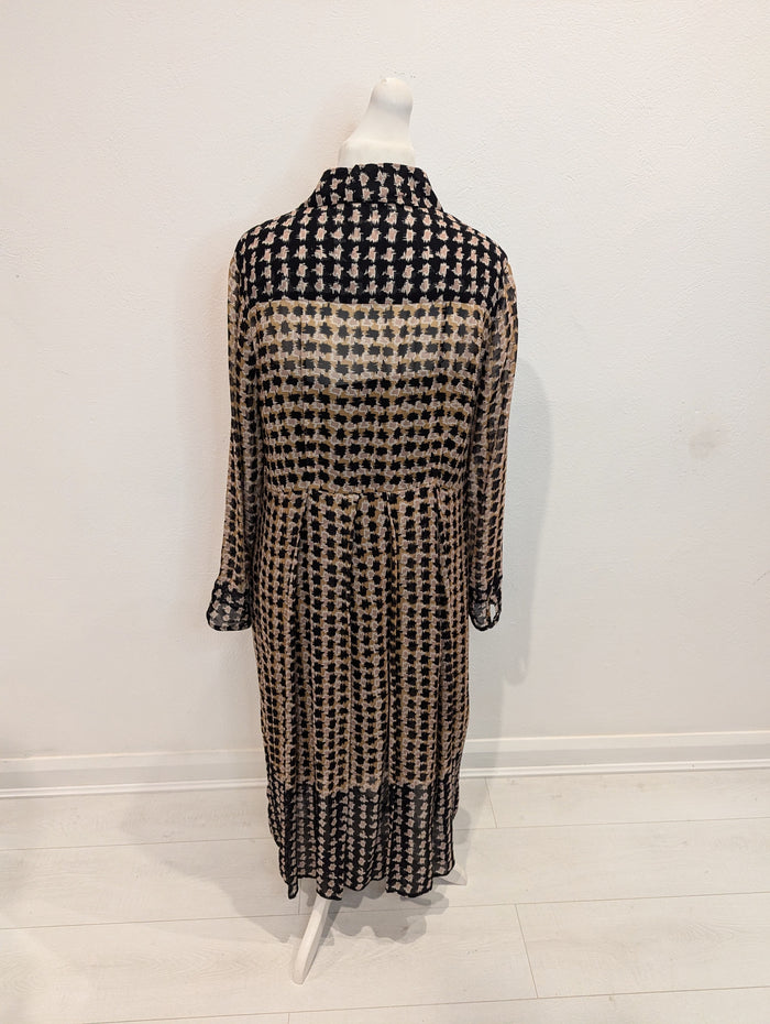 Finery Black Brown Houndstooth Dress 16