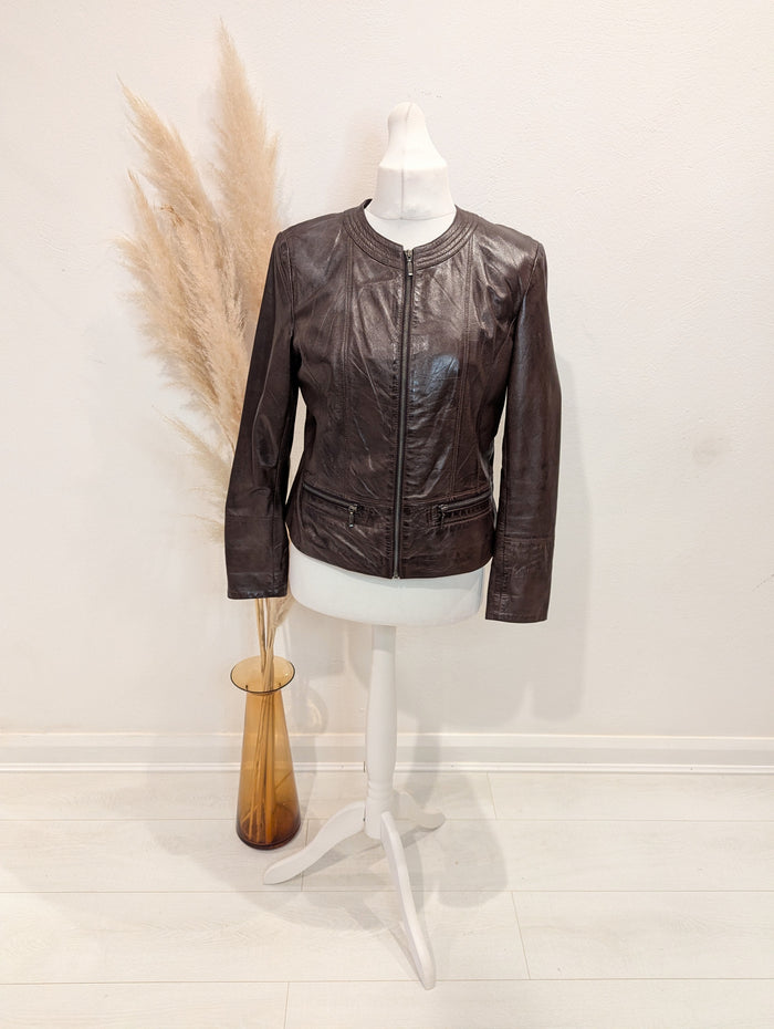 First Ave Brown Leather Jacket L