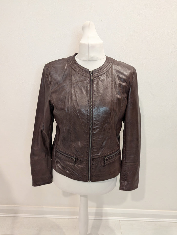 First Ave Brown Leather Jacket L