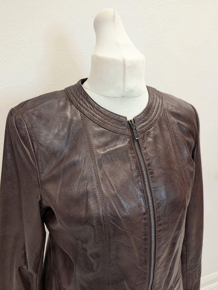 First Ave Brown Leather Jacket L