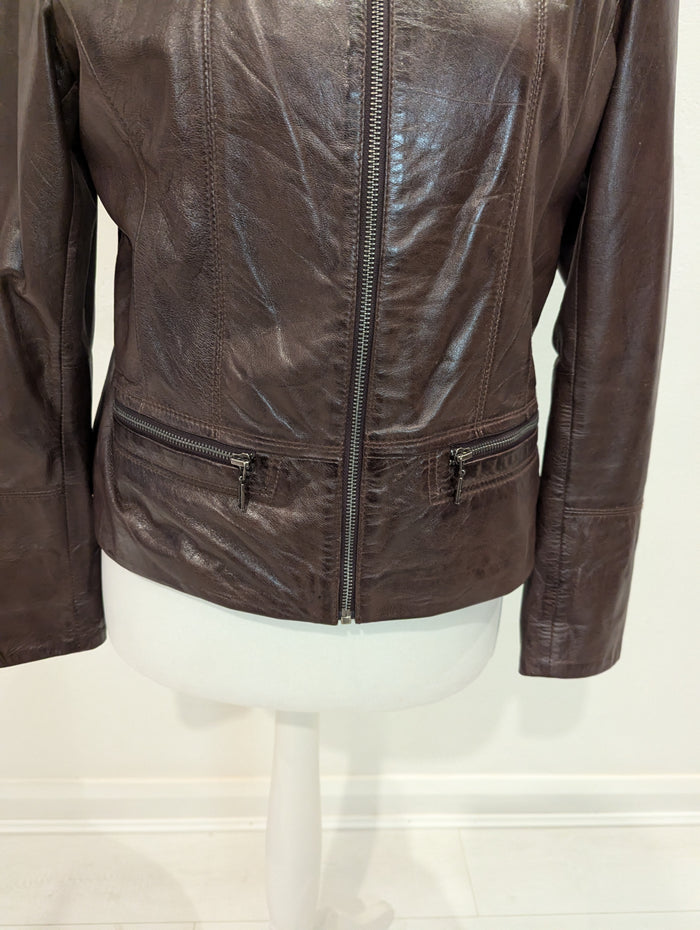 First Ave Brown Leather Jacket L