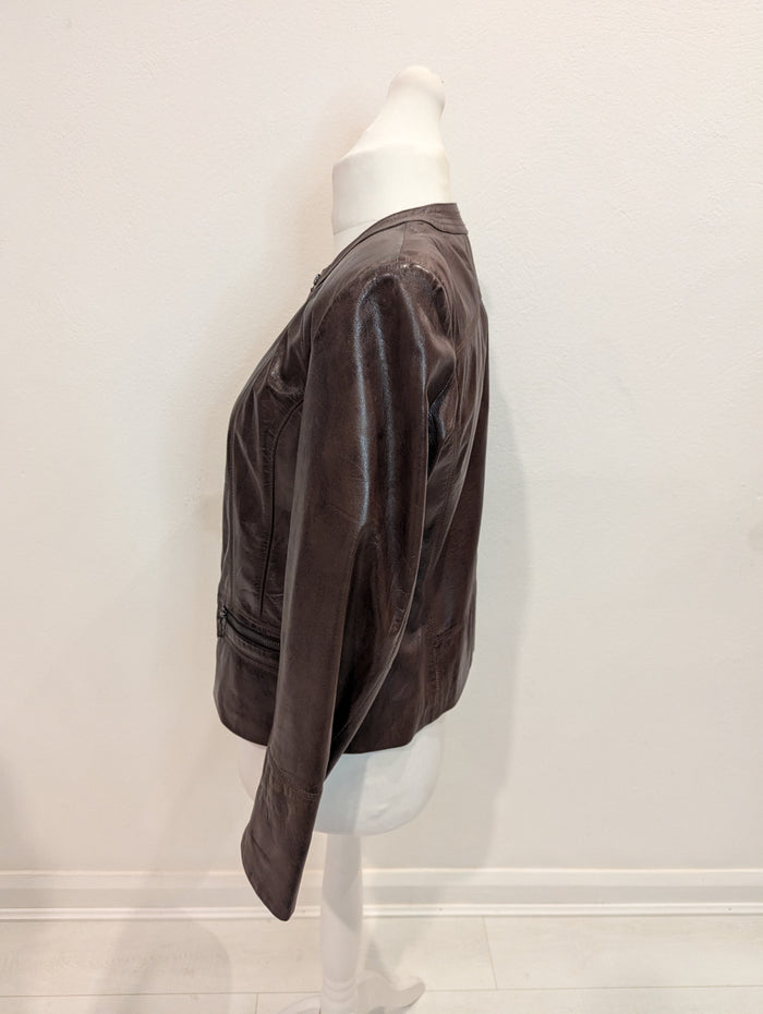 First Ave Brown Leather Jacket L