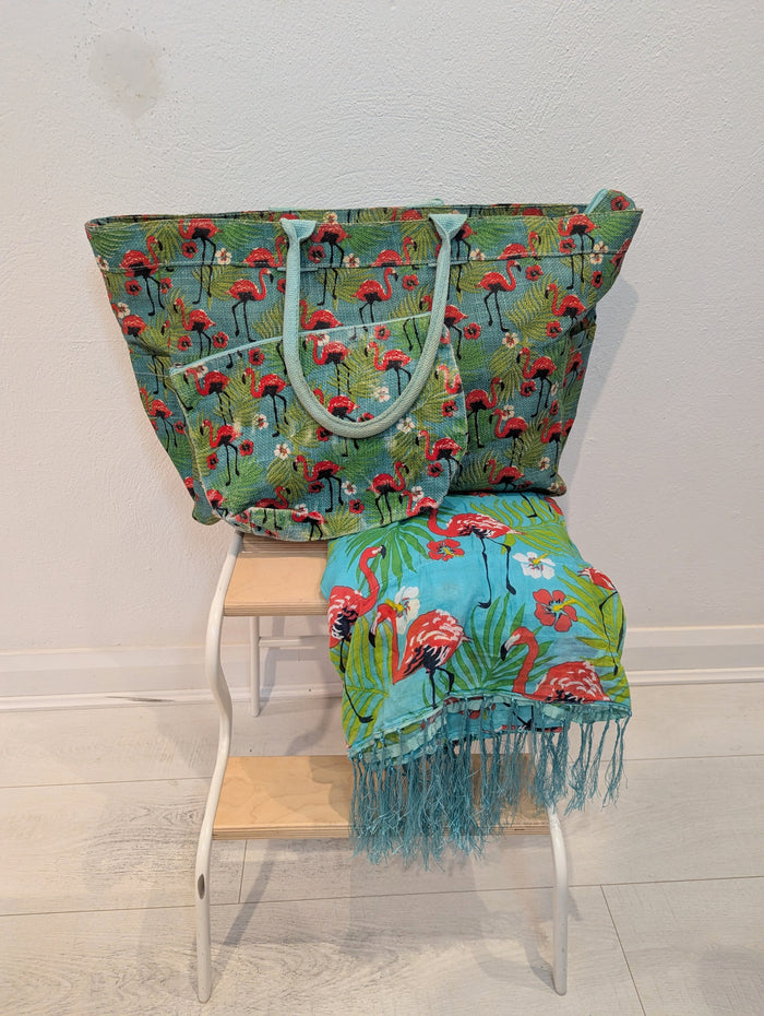 Flamingo Beach tote /Towel