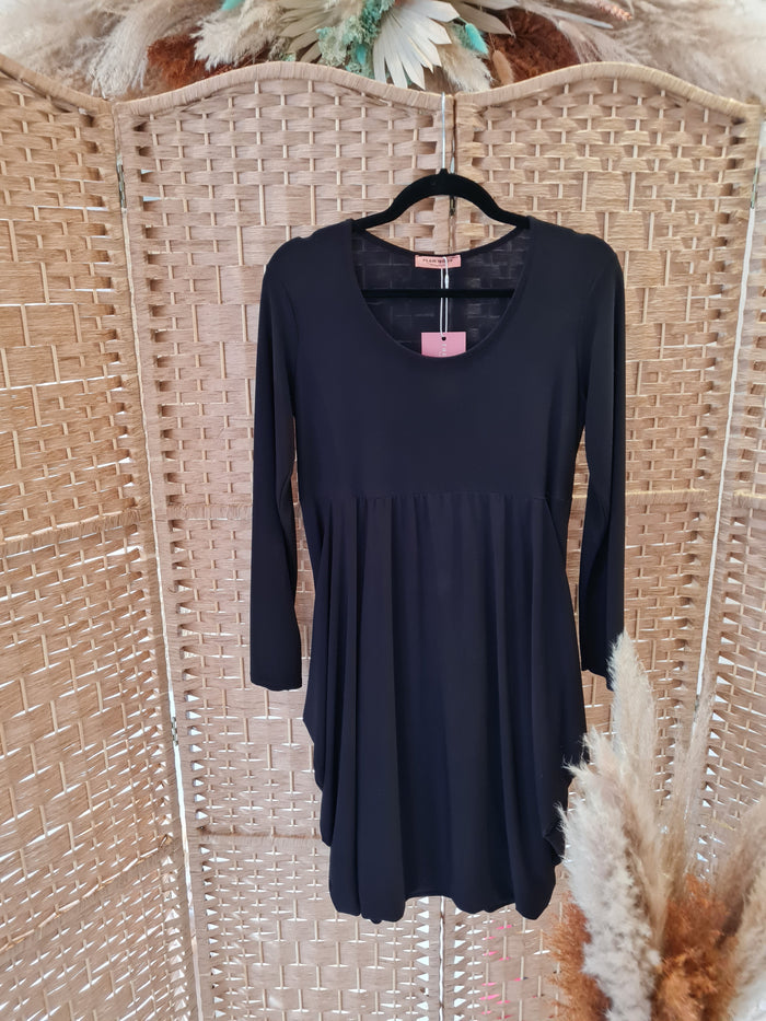 Flammode black puff hem dress M/L