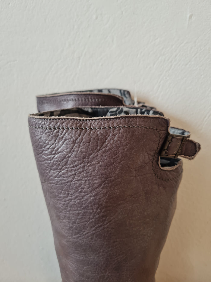 Fly London grey knee boots 6