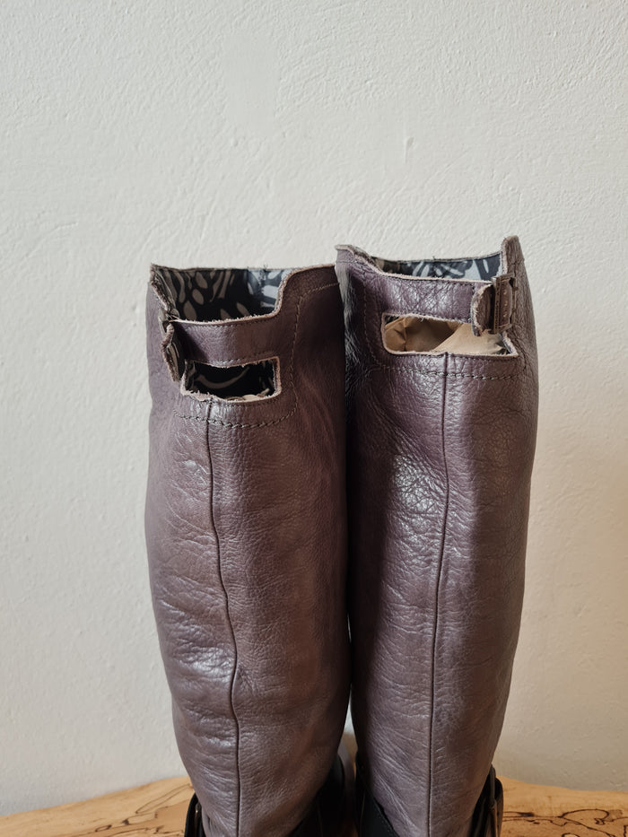 Fly London grey knee boots 6