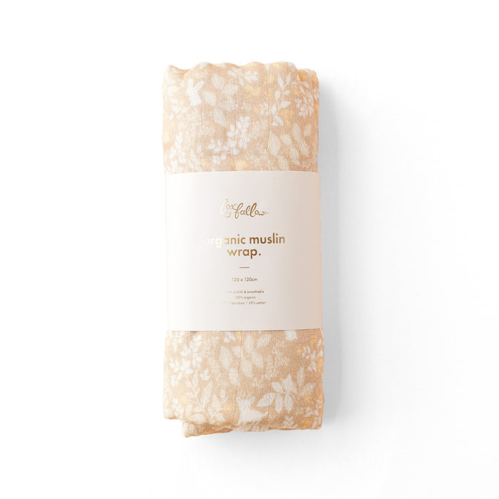 Forest Friends Caramel Organic Muslin Wrap Swaddle - LAST CHANCE