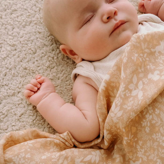 Forest Friends Caramel Organic Muslin Wrap Swaddle - LAST CHANCE