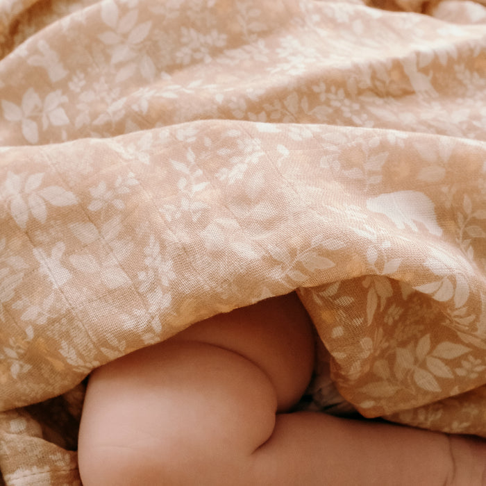 Forest Friends Caramel Organic Muslin Wrap Swaddle - LAST CHANCE