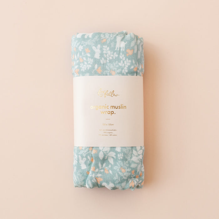Forest Friends Sage Organic Muslin Wrap Swaddle
