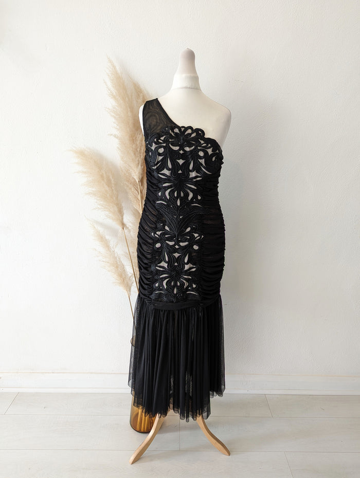 Forever Unique Black/ Nude one shoulder Dress 10