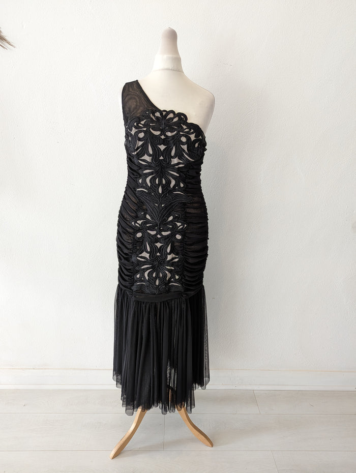Forever Unique Black/ Nude one shoulder Dress 10