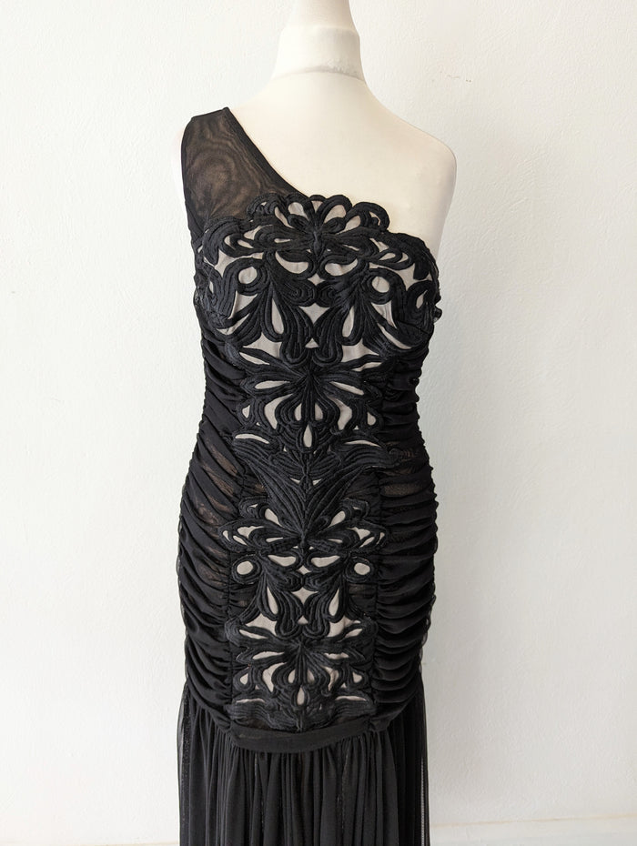 Forever Unique Black/ Nude one shoulder Dress 10