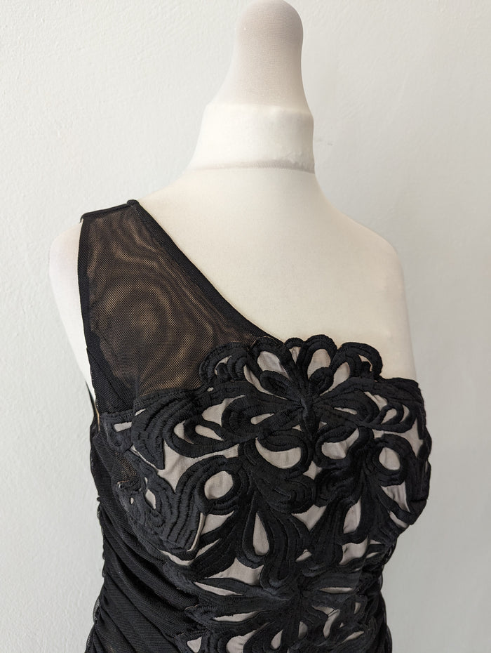 Forever Unique Black/ Nude one shoulder Dress 10